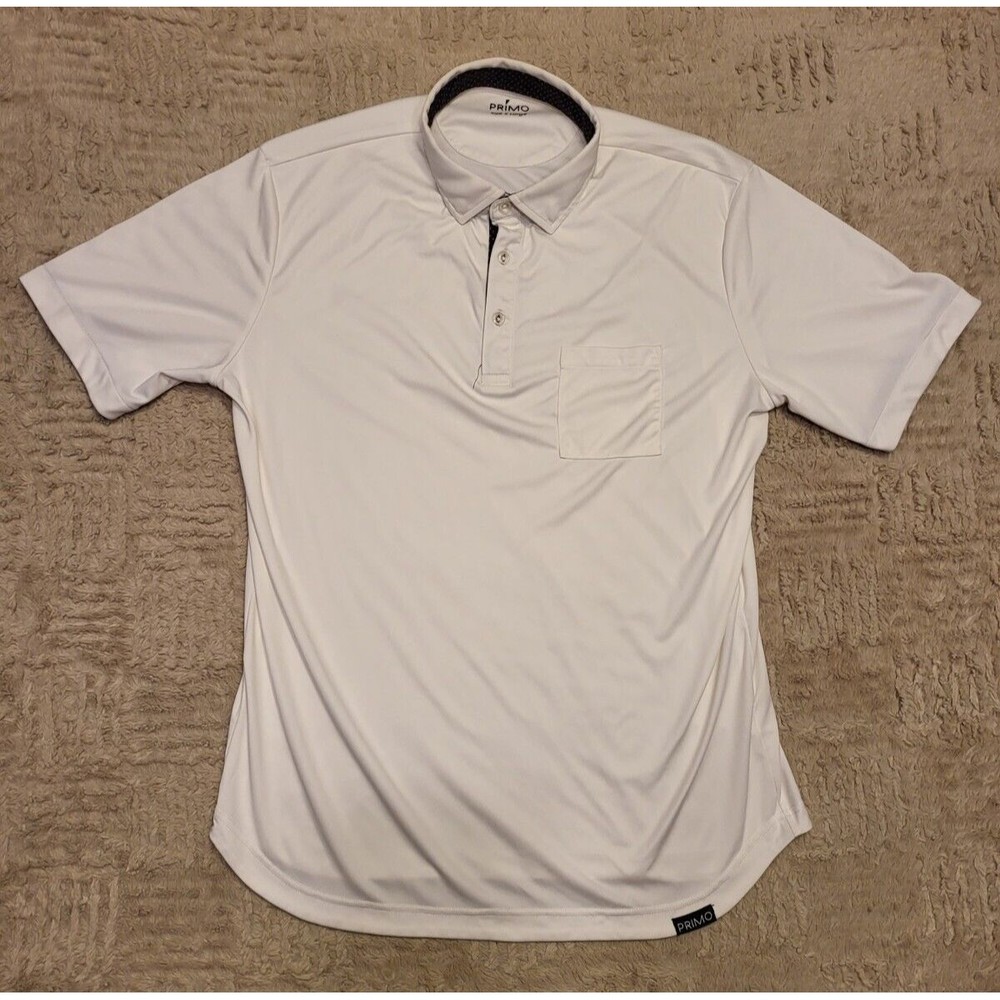 Primo Golf Shirt Men XL White Blade Collar Polo Short Sleeve Stretch Extra Large
